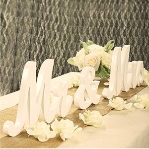White Wood Sign Vintage Style Mr & Mrs, Wooden Letters Rustic Wedding Sign